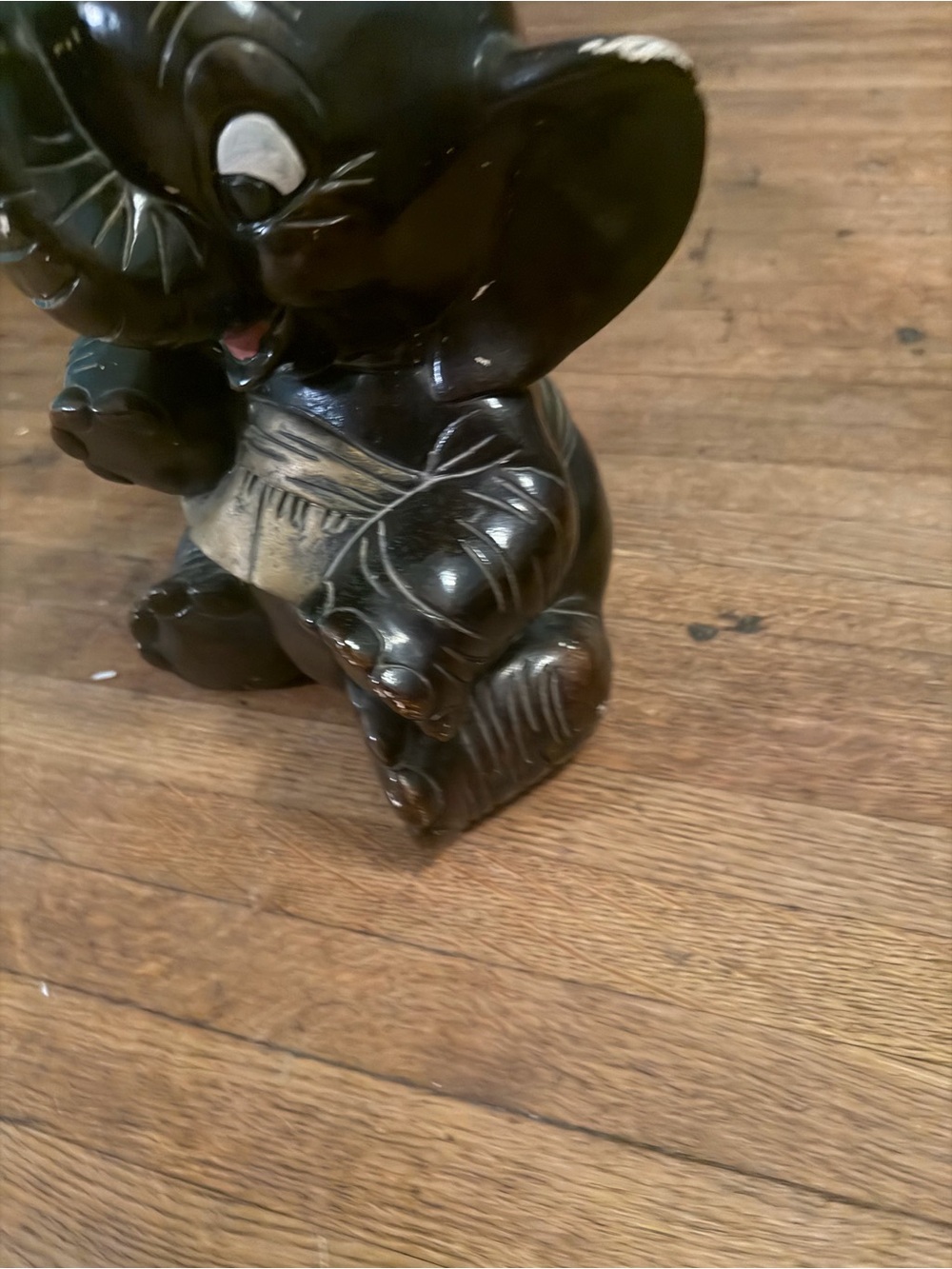 Vintage Black Elephant 50s MCM Piggy Bank Ceramic Retro Money Animal
